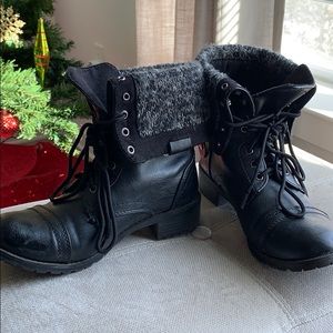 Black combat boots